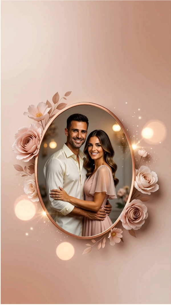 Free Romantic Rose Gold Anniversary AI Video Template to Edit Online
