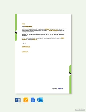 Loan Rejection Letter from Bank