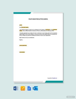 Polite Rejection Letter Sample