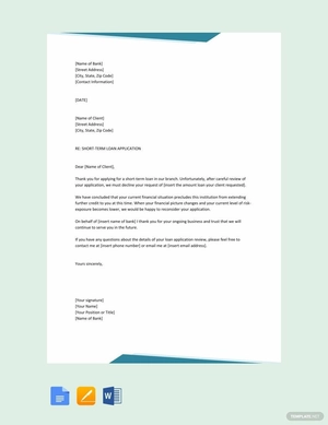 Short Loan Rejection Letter