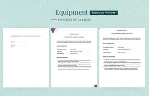 Equipment Damage Waiver Template
