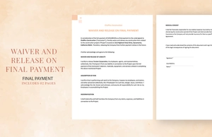 Waiver and Release on Final Payment Template