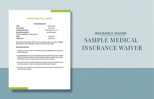 Sample Medical Insurance Waiver Template