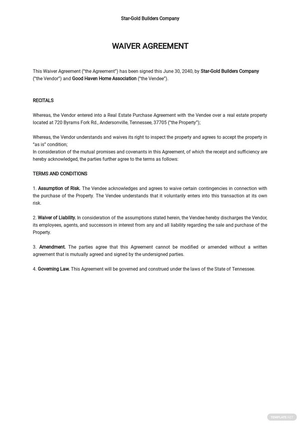 Sample Waiver Agreement Template