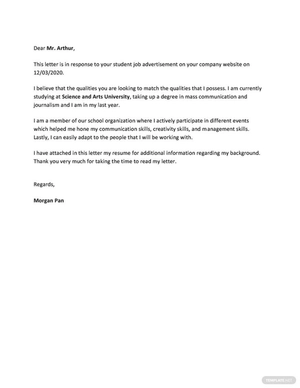 Student Job Application Letter