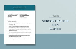 Subcontractor Lien Waiver Template