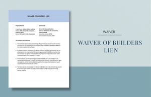Waiver of Builders Lien Template