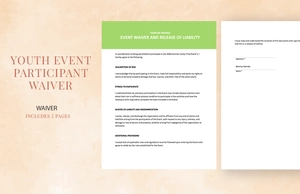 Youth Event Participant Waiver Template