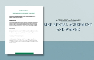 Bike Rental Agreement And Waiver Template