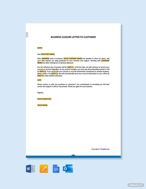 Business Closure Letter to Customer