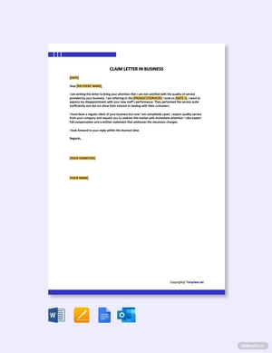 Claim Letter in Business