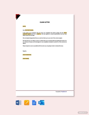 Claim Letter Sample