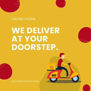 Free Pizza Delivery Linkedin Post Template to Edit Online