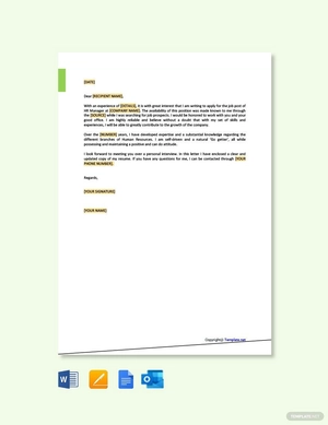 HR Manager Job Application Letter HR Manager Job Application Letter