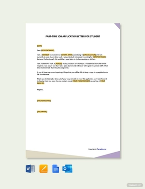 Part-Time Job Application Letter for Student