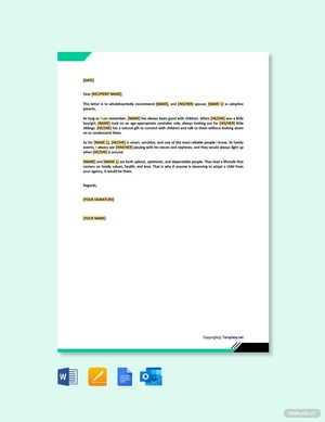 Adoption Reference Letter for Family Member