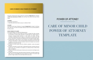 Care of Minor Child Power of Attorney Template