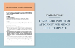 Temporary Power of Attorney For Minor Child Template