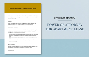 Power of Attorney for Apartment Lease Template