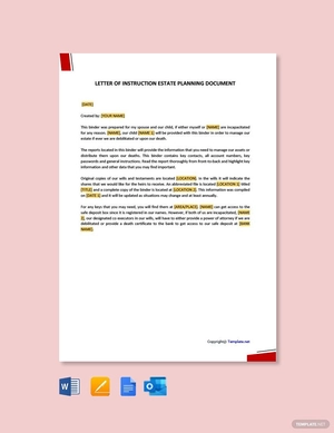 Letter of Instruction Estate Planning Document