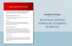 Business Limited Power of Attorney Template
