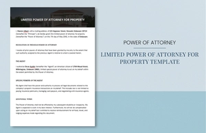 Limited Power of Attorney for Property Template