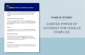 Limited Power of Attorney for Vehicle Template