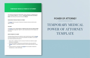 Temporary Medical Power Of Attorney Template