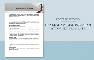 General Special Power Of Attorney Template