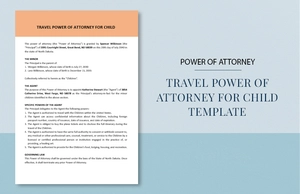 Travel Power Of Attorney For Child Template