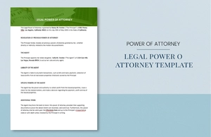 Legal Power of Attorney Template