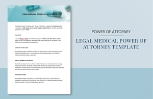 Legal Medical Power of Attorney Template