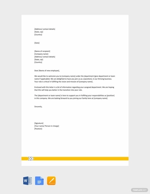Welcome Letter to New Employee