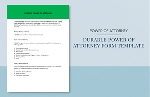 Durable Power of Attorney Form Template