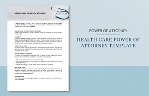 Health Care Power of Attorney Template
