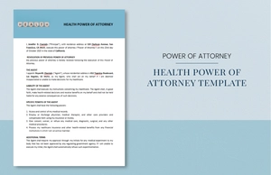 Health Power of Attorney Template