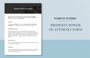 Property Power of Attorney Form Template