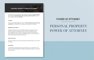 Personal Property Power of Attorney Template
