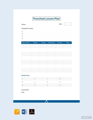 Sample Preschool Lesson Plan Template