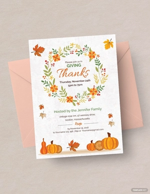 Thanksgiving Greeting Card Invitation Template