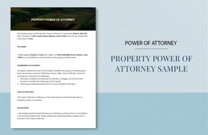 Property Power of Attorney Sample Template