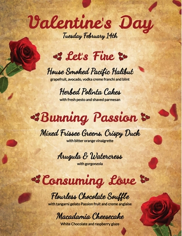 Free Valentine's Day Menu Template to Edit Online