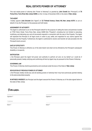 Real Estate Power of Attorney Template