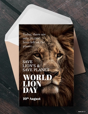 World Lion Day Greeting Card Template