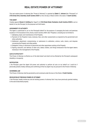 Real Estate management Power of Attorney Template