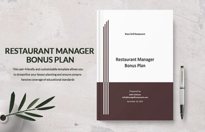 Restaurant Manager Bonus Plan Template