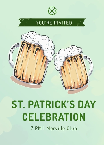 Free St. Patrick's Day Invitation Card Template to Edit Online