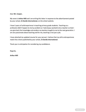 Teaching Job Application Letter