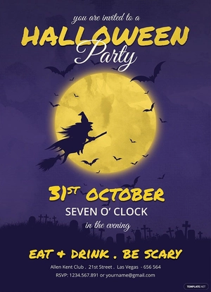 Full Moon Halloween Party Invitation Template