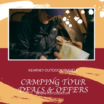 Free Camping Tour Offer Linkedin Post Template to Edit Online